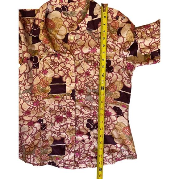 i.e. Relaxed Floral Burgundy Beige Long Sleeve Top Size MP - Picture 10 of 10